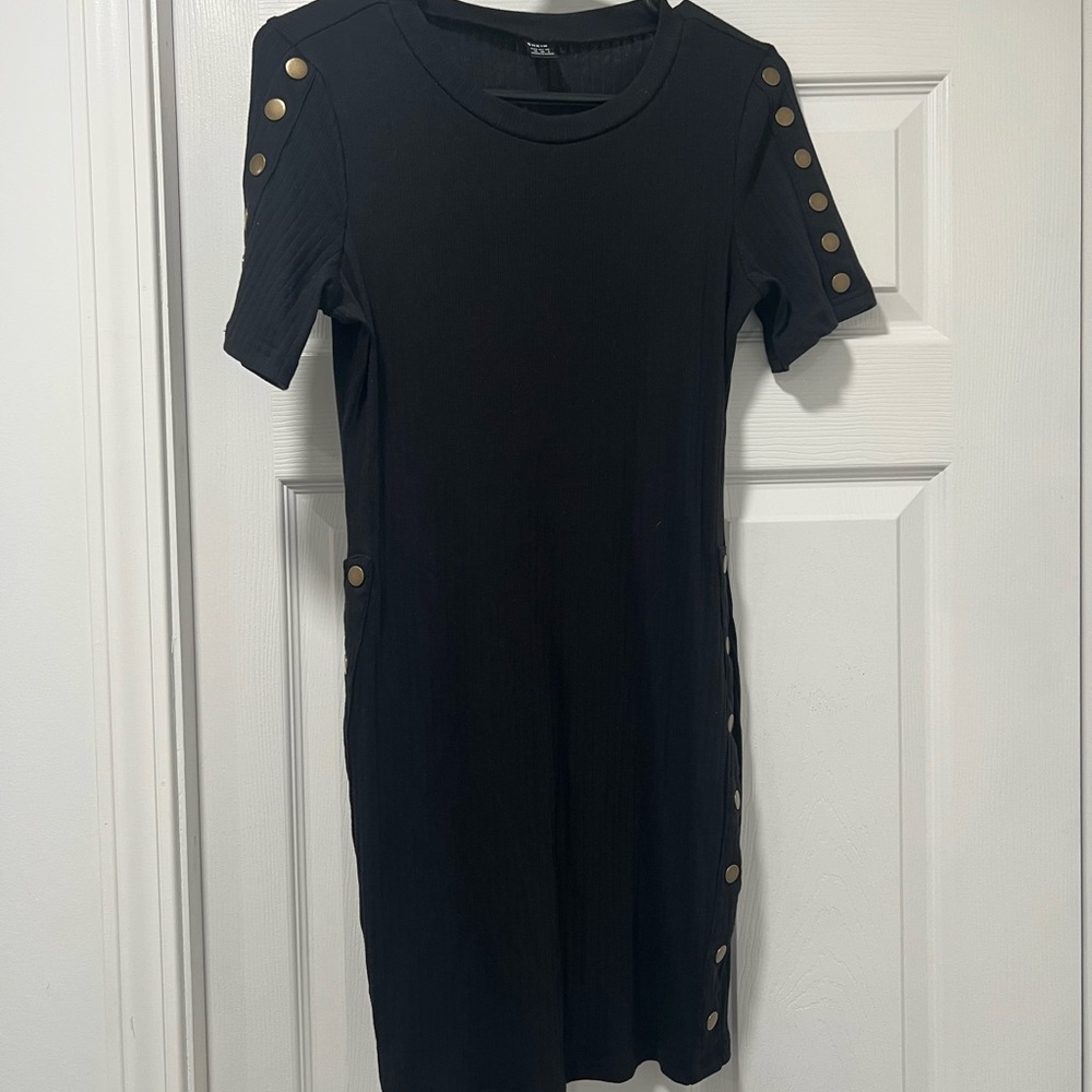 Black Button-Detail Dress